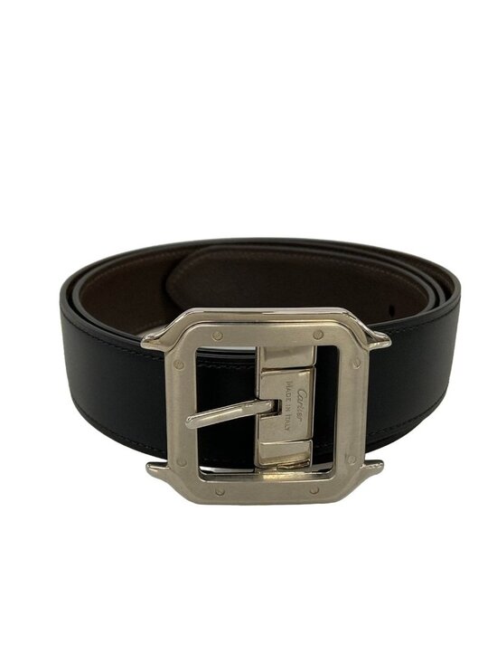 Cartier Belt Black Dark Brown Silver Reversible Santos Leather main image 4